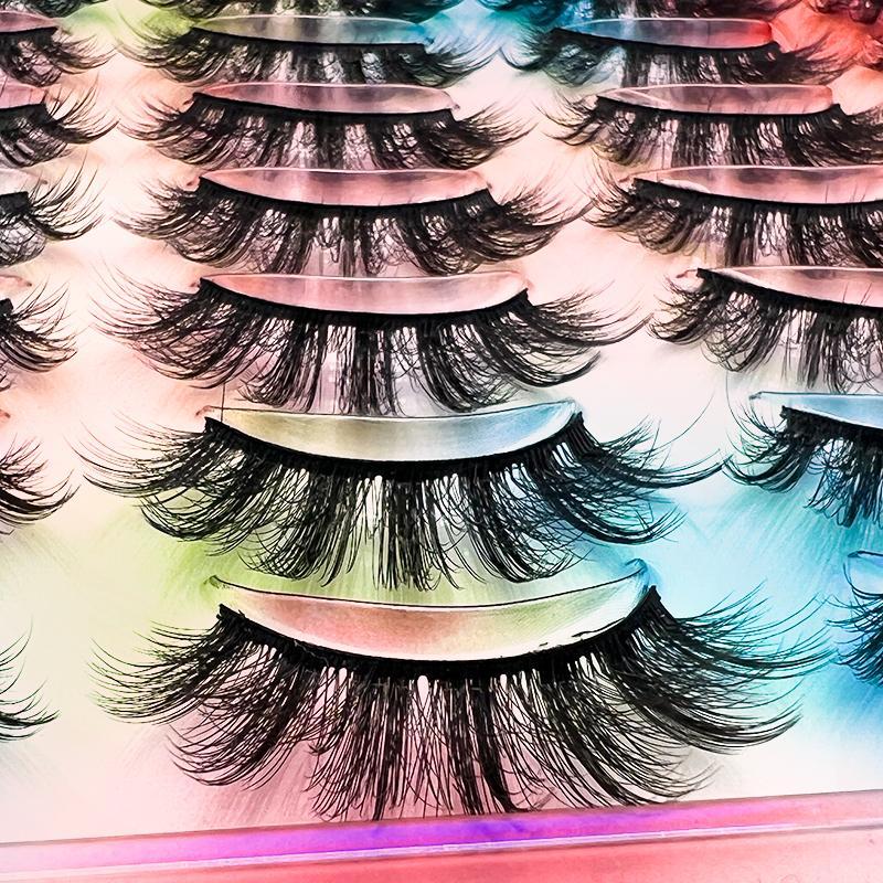 Fluffy False Eyelashes, 20 Pairs Faux Cluster Lashes, Natural Curling Eye Makeup Strip Lashes, Full Volume Eyelash for Lashes Extensions