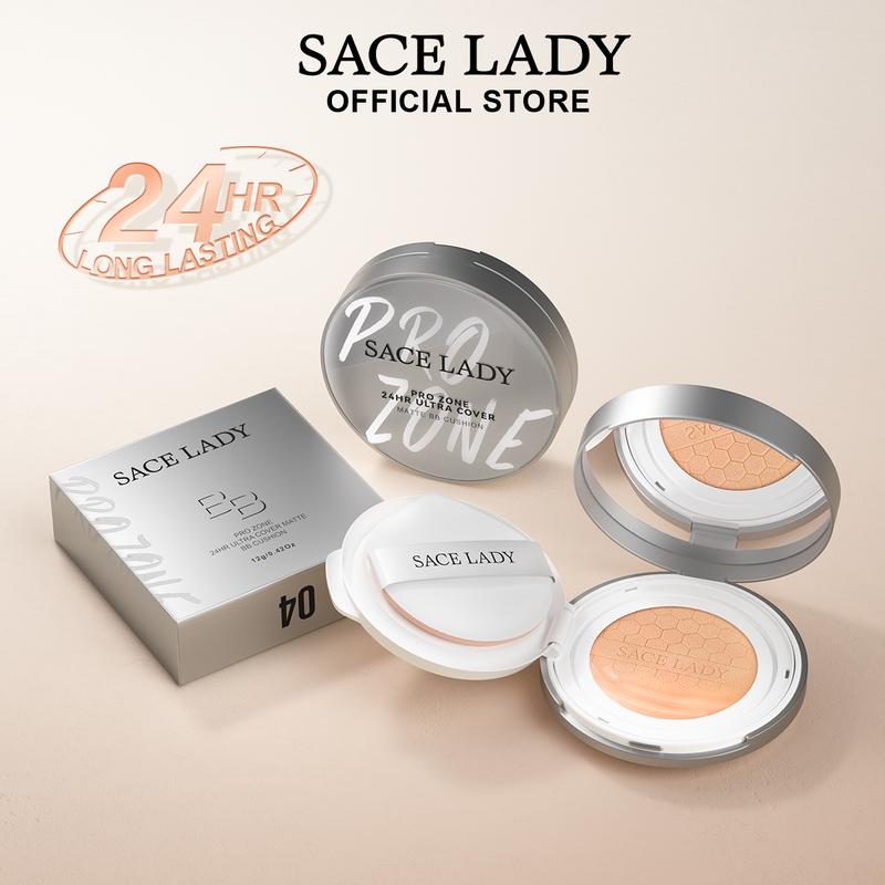 SACE LADY Oil Control BB Cushion Foundatiaon Long Lasting Full Coverrage Natural Foundation With SPF 30+ Waterproof Face Makeup 0.35Oz