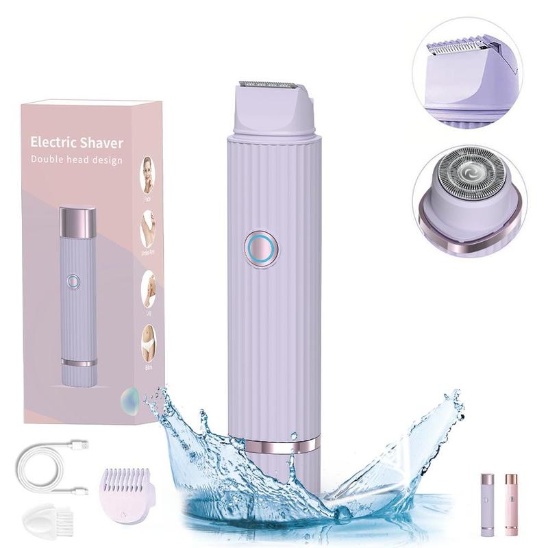 2 in 1 Electric Shaver for Women, 1 Box Rechargeable Face Hair Trimmer for Women, Bikini Trimmer, Waterproof Hair Removal Tool for Body, Face, Legs