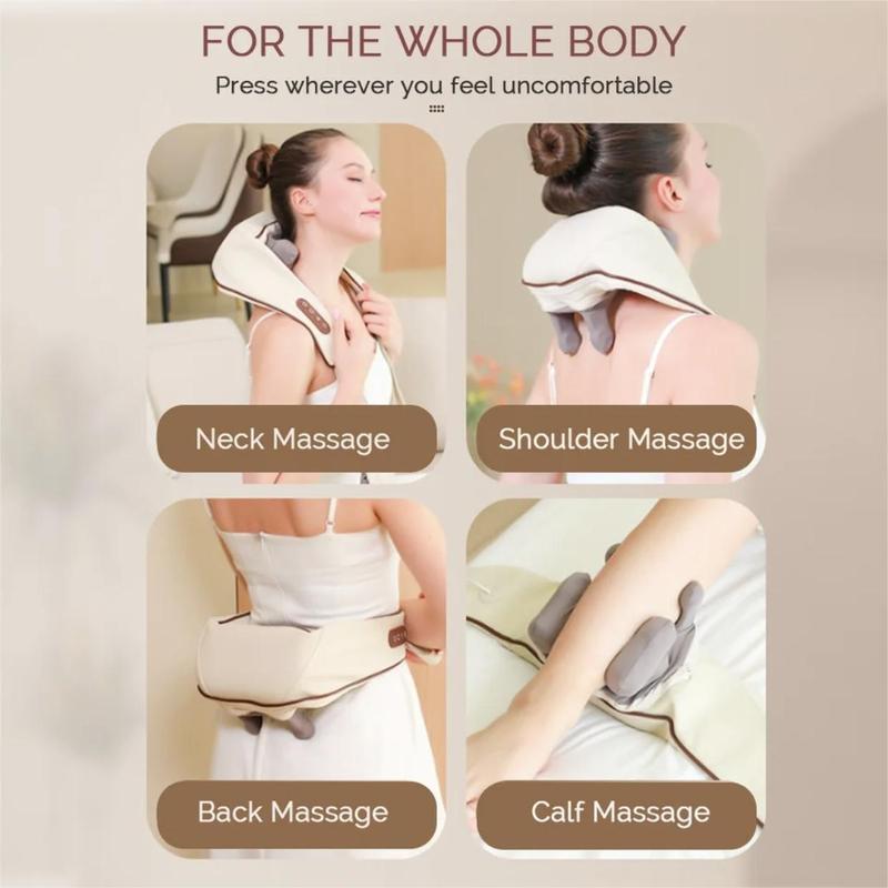 Electric Neck & Shoulder Massager, Wireless Neck & Back Massage Shawl, Back & Neck Relaxation Massager, USB Charging, Home, Office, Driving Kneading Massage Shawl, Christmas Gift