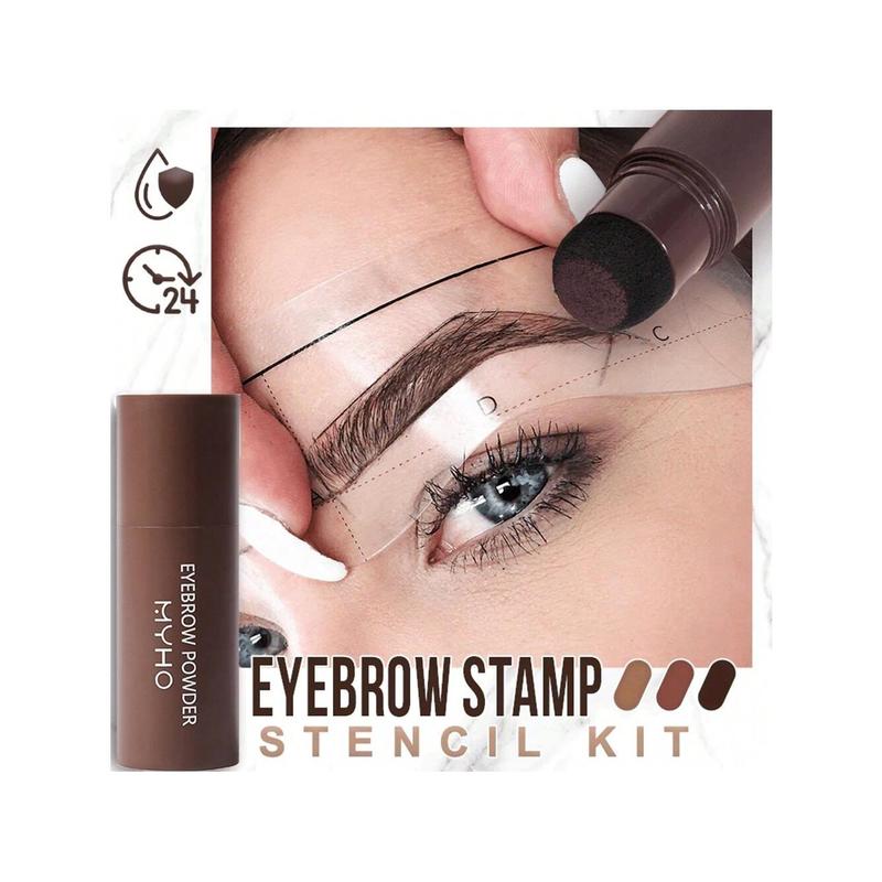 Eyebrow stencils  kit（DARK BROWN） Powder beginners, Brow Stencil  Kit is long-lasting, smudge-proof and waterproof, Eyebrow Stamp & 10 Eyebrow Stencils & 2 Brushes 10 reusable brow shape stencils for perfect  shapes Makeup Eyebrow Powder Cosmetic Smooth