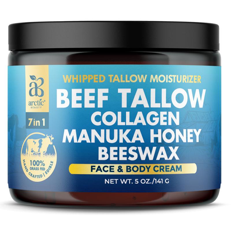 All-in-One Whipped Beef Tallow for Skin (5 oz.) - Arctic Beauty Face & Body Moisturizer Cream for All Skin Types - 100% Grass-Fed & Made of Natural Ingredients