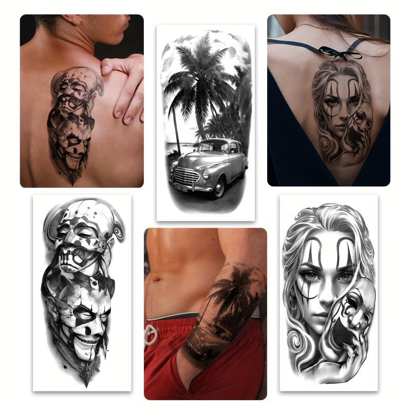 Realistic Chicano & Guadalupe Gangster Temporary Tattoos - Waterproof, Long-Lasting Fake Tattoo Stickers for Men & Women, Perfect for Day of the Dead Fashion personality tattoo stickers