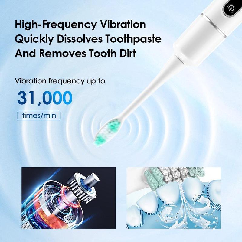 2 in 1 Electric Teeth Cleaner with  Automatic Timer, 1 Box Electric Toothbrush & Replacement Brush Head, Portable Oral Care Tool for Home & Travel