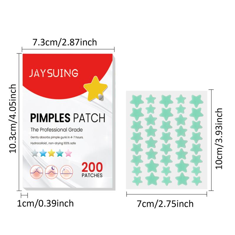 [JAYSUING] Pimple Cover Patch-Star Shaped Acne Patch, 200packs set Acne Cover Patch, Hydrocolloidal Pimple Patch,  Pimples Patches Peel Off for Women & Men, Fall Gift, Stickers Clear Skincare