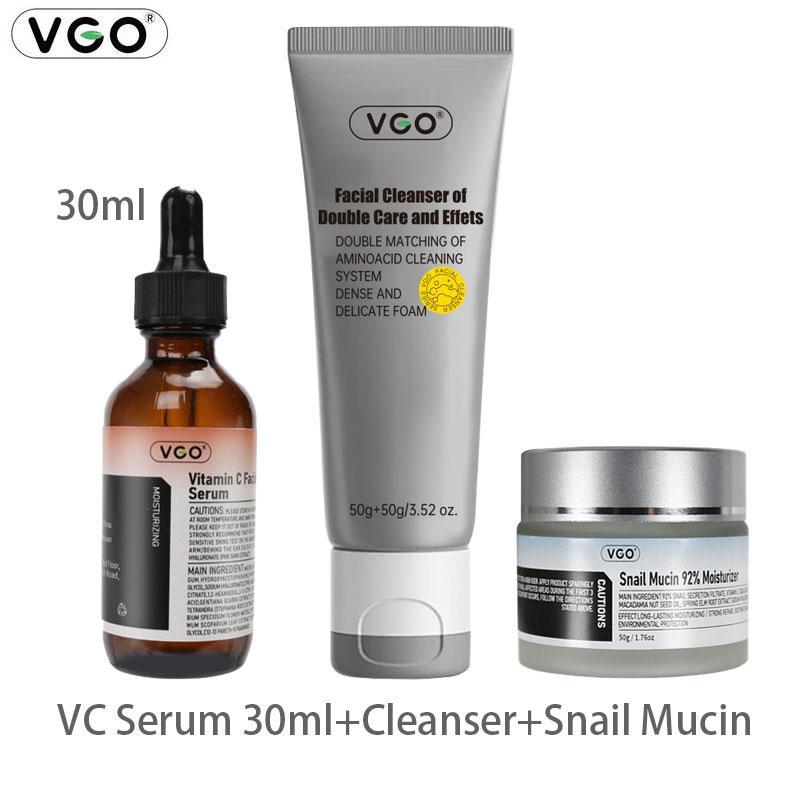 VGO Three-In-One Moisturizing & Cleanser Set Vitamin C Serum,Moisturizer,Facial Cleanser Moisturizing Suitable for sensitive skin-Live Skincare Radiance-A Comfort Skin Repair Cleansing Hydrating