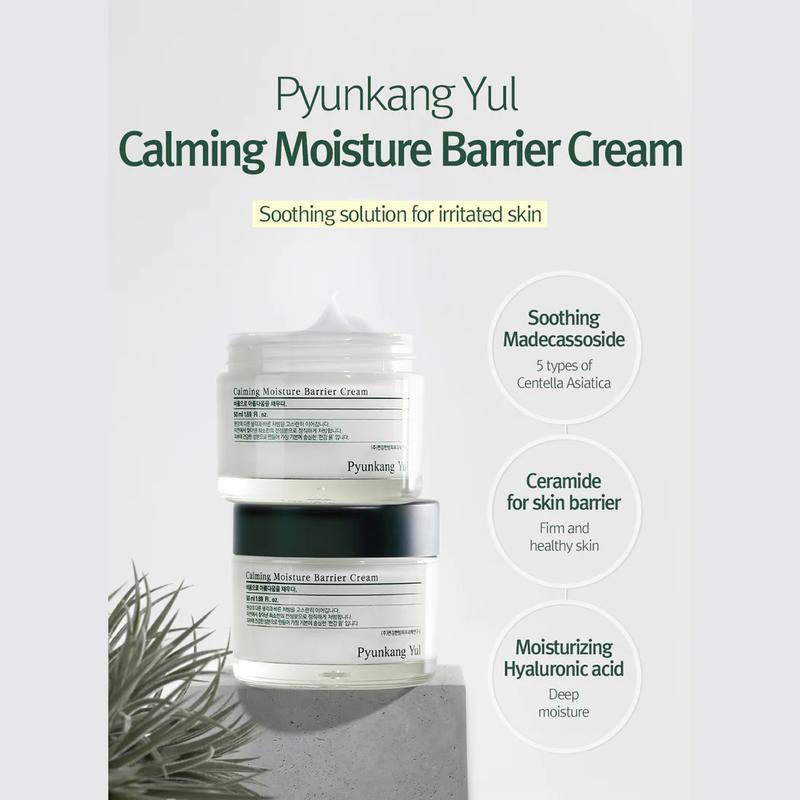 [Pyunkang Yul] Calming Moisture Barrier Cream 50ml, Instantly Soothes Sensitive Skin, Hyaluronic Acid & Ceramide for Hydration, Low pH cream, Vegan, Centella Asiatica Extract, Korean Skincare, Viral Moisture Barrier Cream