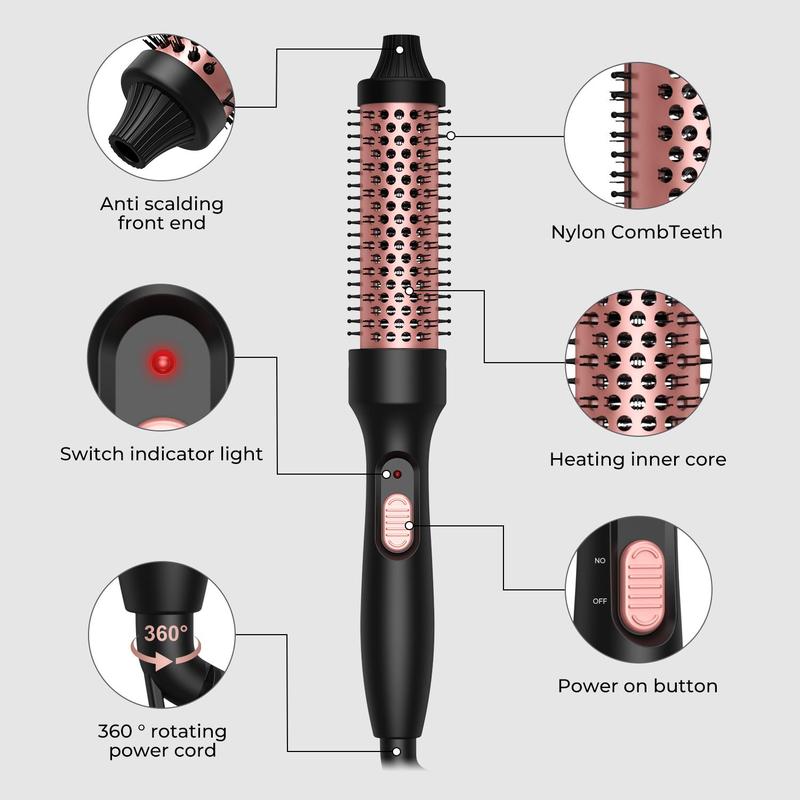 Hot Air Brush, Ceramic Ionic Curling Brush, Fast Heating Ceramic Volumizing Brush for Women & Men, Professional Hair Styling Tool for Home & Salon Use