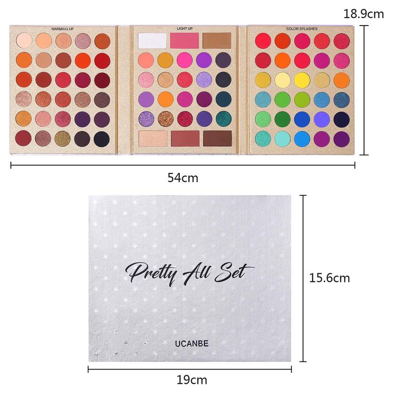 UCANBE Pretty All Set - Professional 86-Color Eyeshadow Palette & 15-Piece Brush Set: Matte, Glitter, Waterproof, Long-Lasting, Highly Pigmented with Contour, Blush, and Highlighter