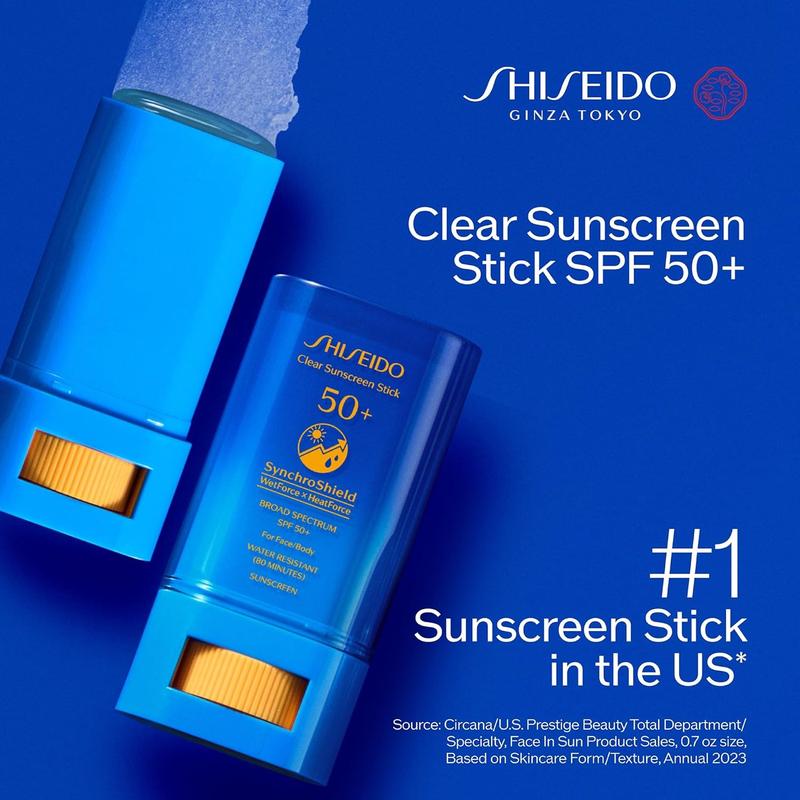 Shiseido Clear Sunscreen Stick SPF 50+ - Uv -Invisible Broad-Spectrum Facial Sunscreen - Wear Under & Over Makeup  Skincare- Skin Repair Comfort