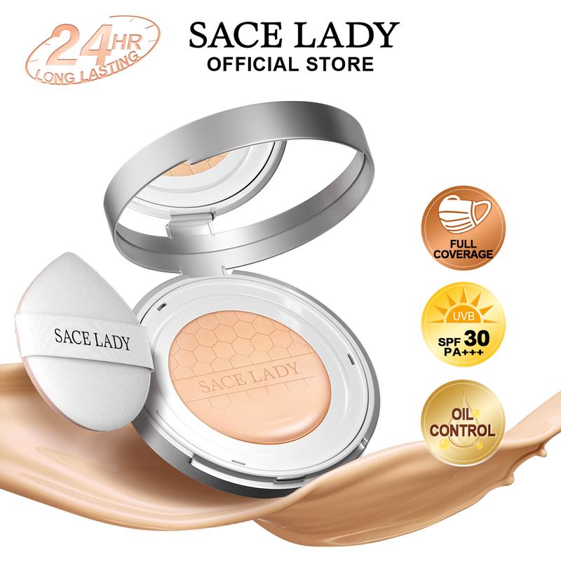 SACE LADY Oil Control BB Cushion Foundatiaon Long Lasting Full Coverrage Natural Foundation With SPF 30+ Waterproof Face Makeup 0.35Oz