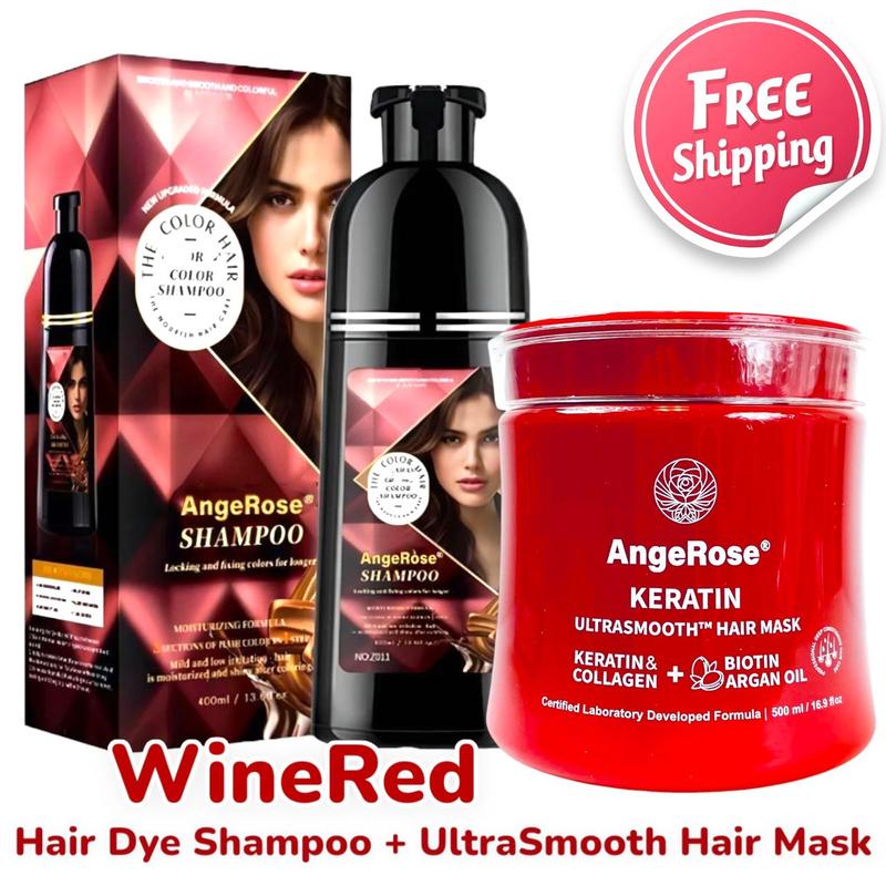 AngeRose Hair Color Shampoo, Hair Dye Shampoo, Instant Grey Hair Coverage, Wine Red, Chestnut Brown, Purple, Perfect Gifts for Women&Men