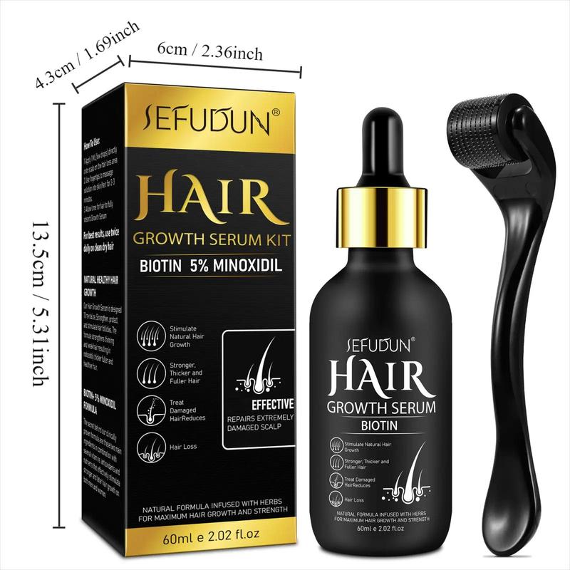 Minoxidil Essential Hair Care Massage Oil & Microneedle Roller, Hair Care & Styling Product For Making Thin Hair Look Thicker, Christmas Gift