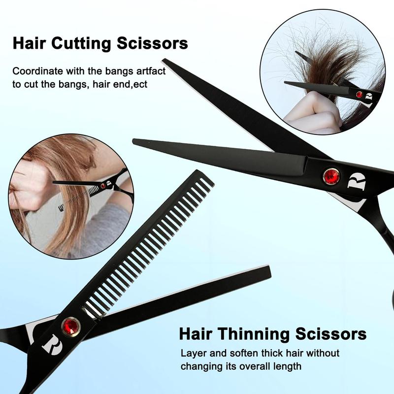 Hair Cutting Kit, 1 Pair Professional Hair Cutting Scissors, Hair Cutting Tools for Salon & Barber Shop, Heatless Styling Tools for Women & Men