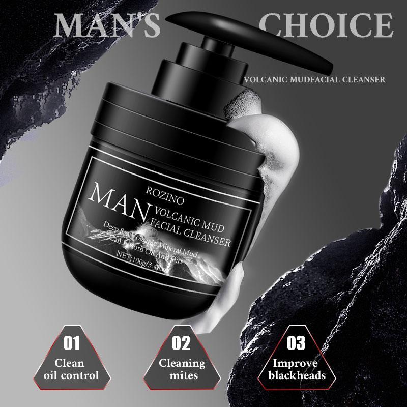 Volcanic Mud Facial Cleanser, Moisturizing & Oil Control Facial Cleansers, Hydrating Facial Deep Cleansing Product for Men