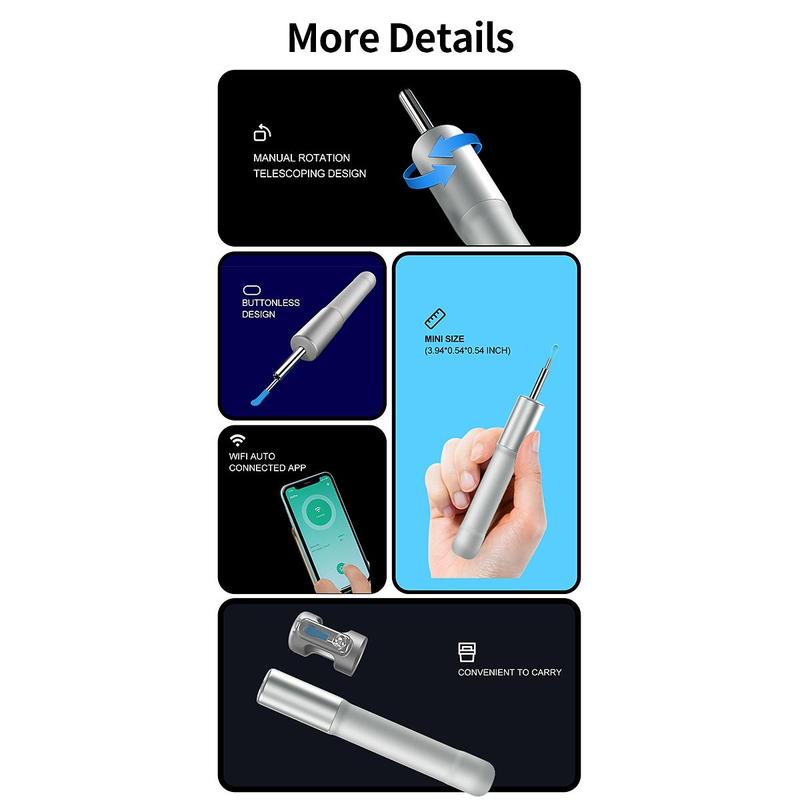 Ear Wax Removal Tool for Christmas Gift, 1 Box Smart Ear Wax Remover with Camera & Accessories, Ear Cleaning Tool Kit for Iphone, Ipad, Android Phones