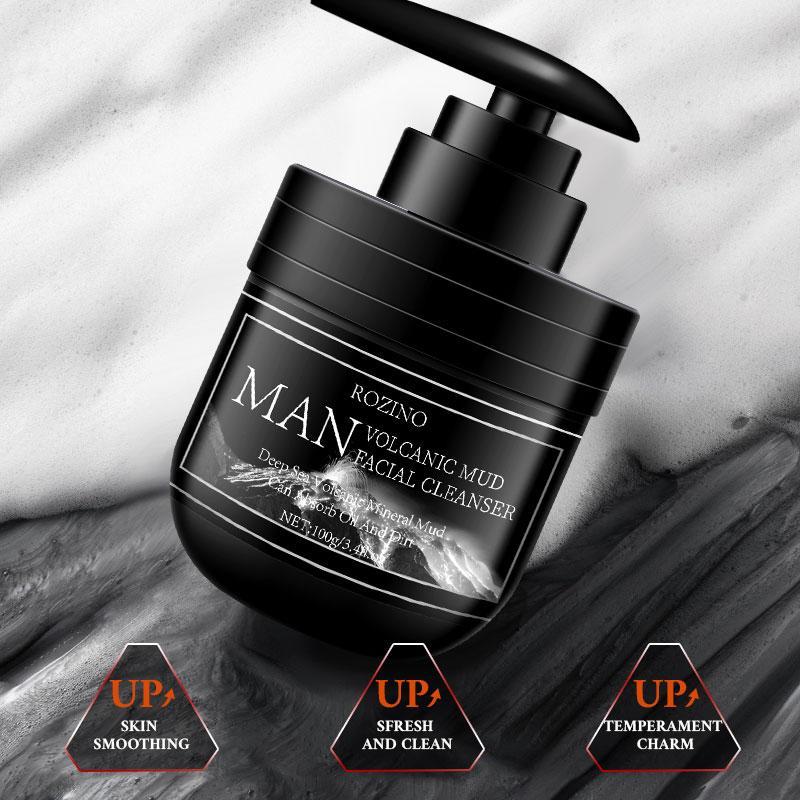 Volcanic Mud Facial Cleanser, Moisturizing & Oil Control Facial Cleansers, Hydrating Facial Deep Cleansing Product for Men