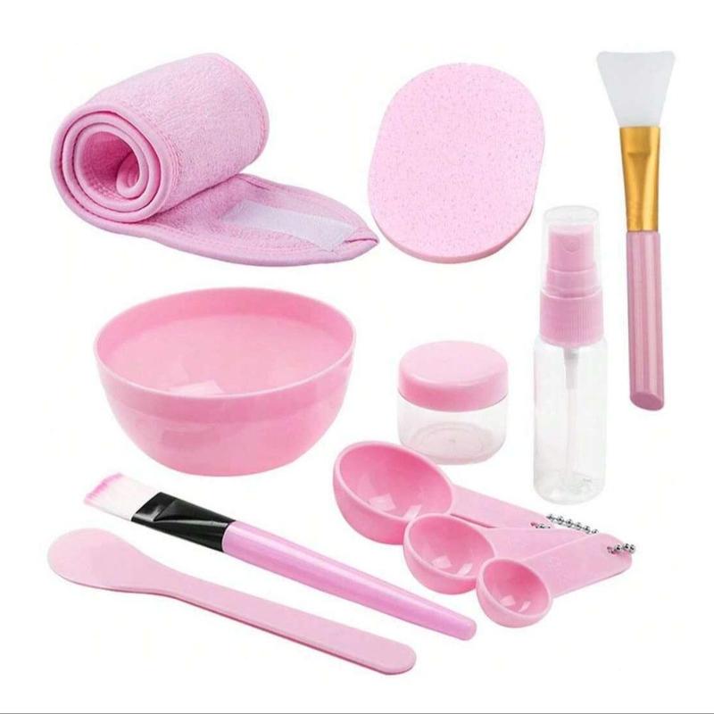 DIY Face Mask Mixing Tool Set, 11pcs set DIY Face Tool, Including Mixing Bowl, Brush Sticks, Spatula, Spray Bottle, Adjustable Headband, Facial Skincare Tool Set