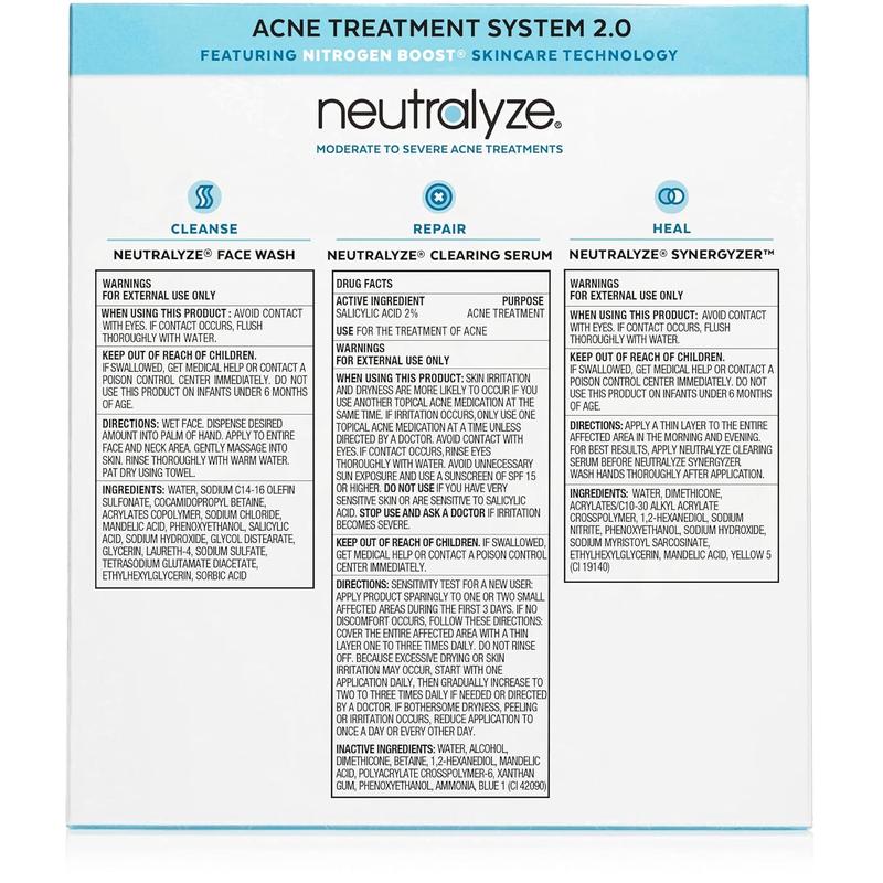 Neutralyze Moderate To Severe Acne Kit 2.0 - Maximum Strength Acne Kit, 2% Salicylic Acid, Mandelic Acid & Nitrogen Boost Skincare Technology