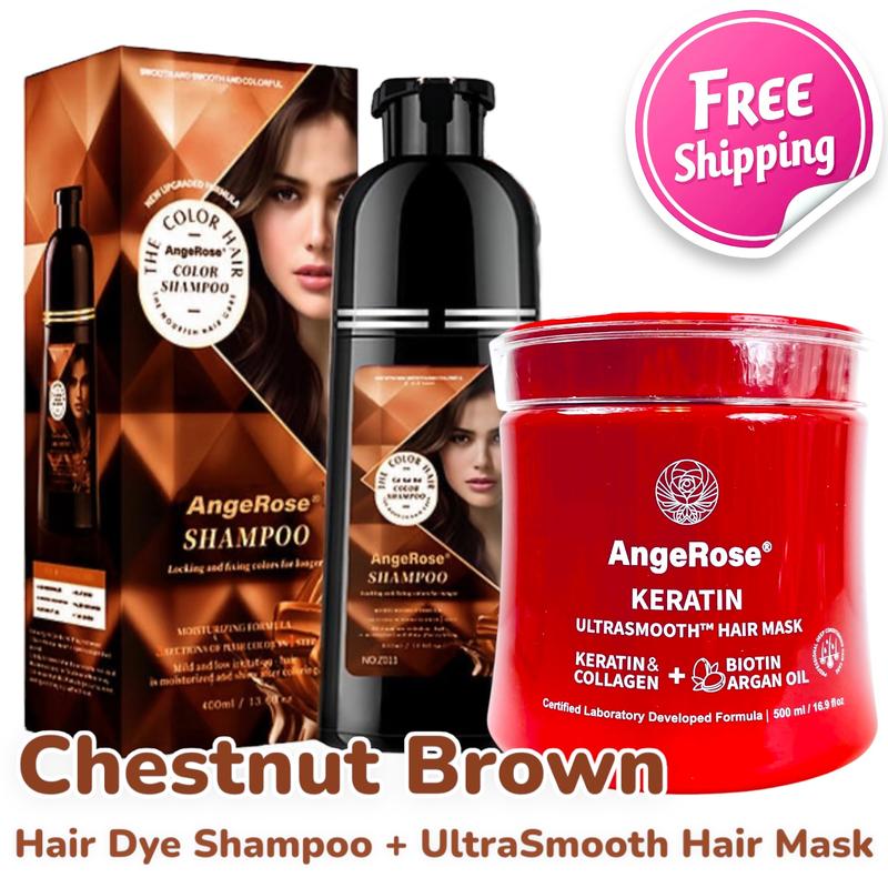 AngeRose Hair Color Shampoo, Hair Dye Shampoo, Instant Grey Hair Coverage, Wine Red, Chestnut Brown, Purple, Perfect Gifts for Women&Men