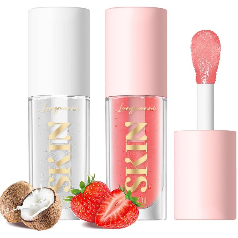 Lip Oil,No-Sticky Gloss Lip Balm Lip Care,Fruit Flavoured Lip Oil For Dry Lip's Moisturizing Hydrating And Nourishing (Strawberry+)