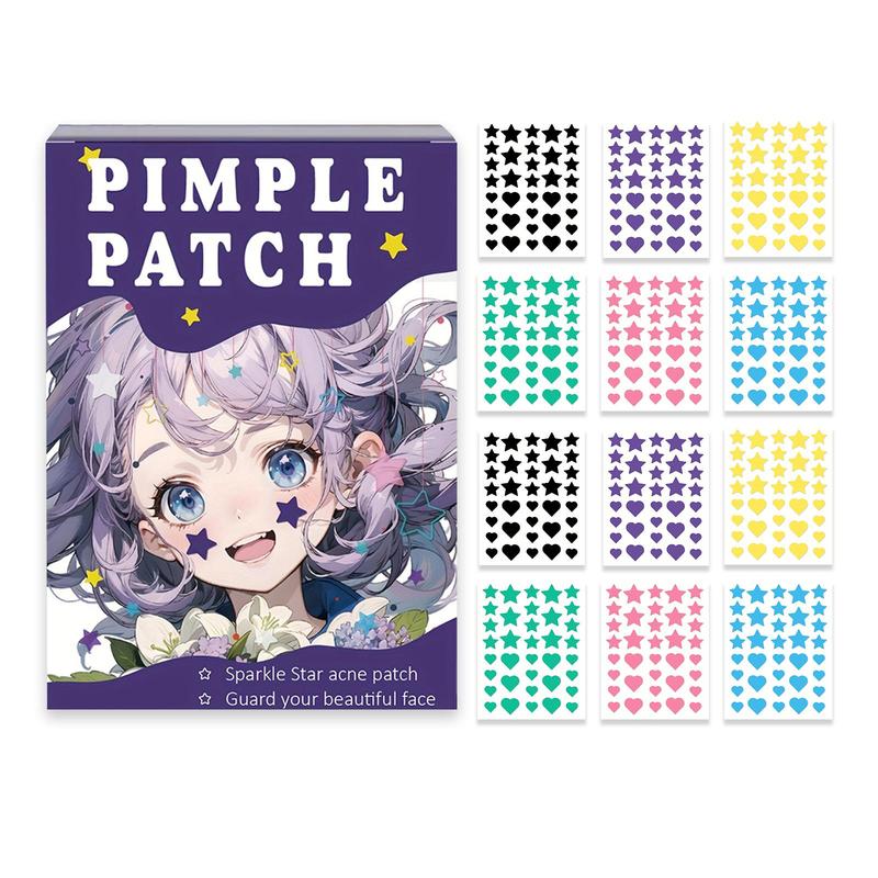 Heart & Star Pattern Pimple Patch, 432pcs box Invisible Acne Cover Patch, Skin-friendly Facial Care Patches for Women & Men