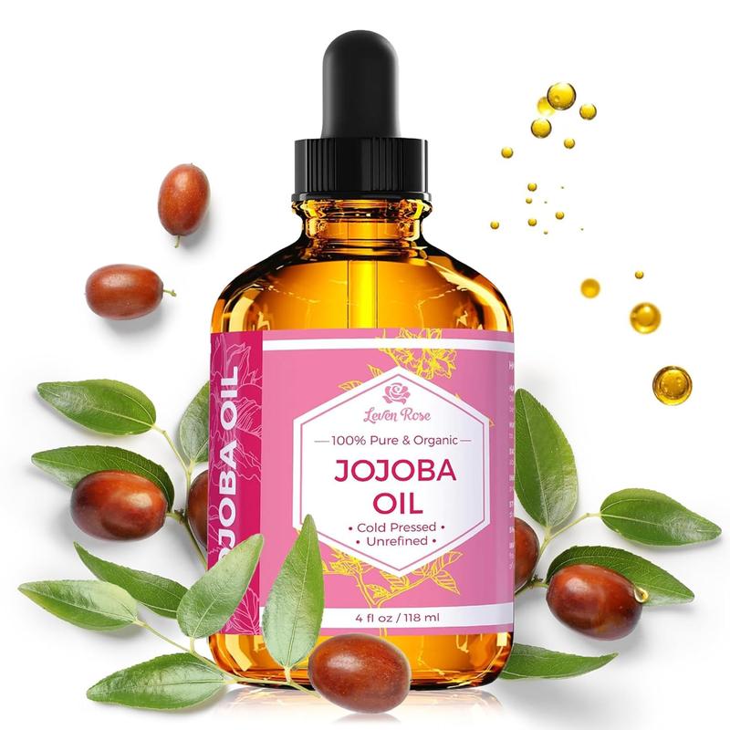 Leven Rose Jojoba Oil 4oz – Cold Pressed & All-Natural! Perfect Moisturizer for Comfort Haircare, Nails, Hydrate and Moisture Skin Haircare Comfort