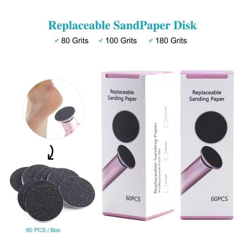 Refillable Sandpaper Sheet, 60pcs box Round Foot File Sandpaper for Electric Callus Remover, Summer Manicure & Pedicure Accessories, Nail Care Tools footcallusremover Smooth Nail Art