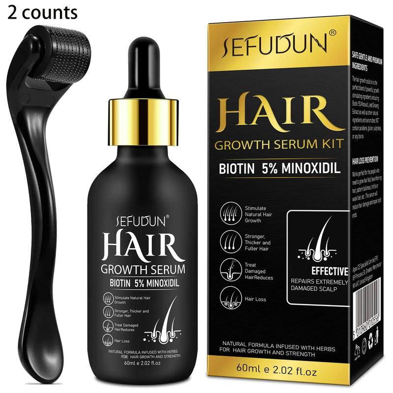 Minoxidil Essential Hair Care Massage Oil & Microneedle Roller, Hair Care & Styling Product For Making Thin Hair Look Thicker, Christmas Gift