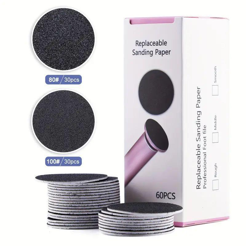 Refillable Sandpaper Sheet, 60pcs box Round Foot File Sandpaper for Electric Callus Remover, Summer Manicure & Pedicure Accessories, Nail Care Tools footcallusremover Smooth Nail Art