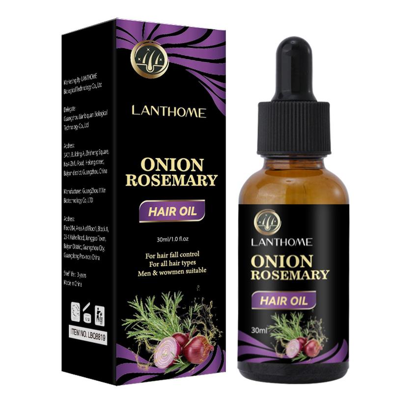 30ml Rosemary Onion Hair Oil, Hair Strengthening Essential Oil for Men & Women, Smoothing Frizzy Hair & Caring Scalp, Comfort Haircare