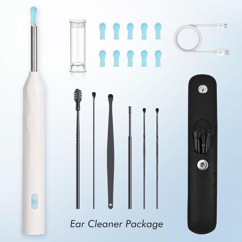 Ear Wax Removal Tool Camera, 800W Pixels FHD  Visual Ear Cleaner 6 Ear Spoon WiFi Ear Camera Fit for , iPad & Android Ear Wax Removal kit for Ear Cleaning (White)