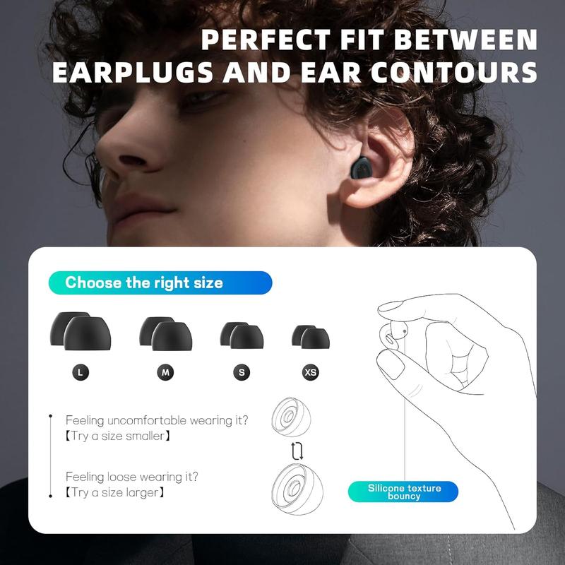 Ear Plugs for Sleeping,Comfy Reusable Silicone Earplugs for Noise Reduction, Flexible Hearing Protection Ear Plugs for Sleep, Deep Focus, Noise Sensitivity-4 Size Eartips in XS S M L.Noise reduction noise prevention sound insulation