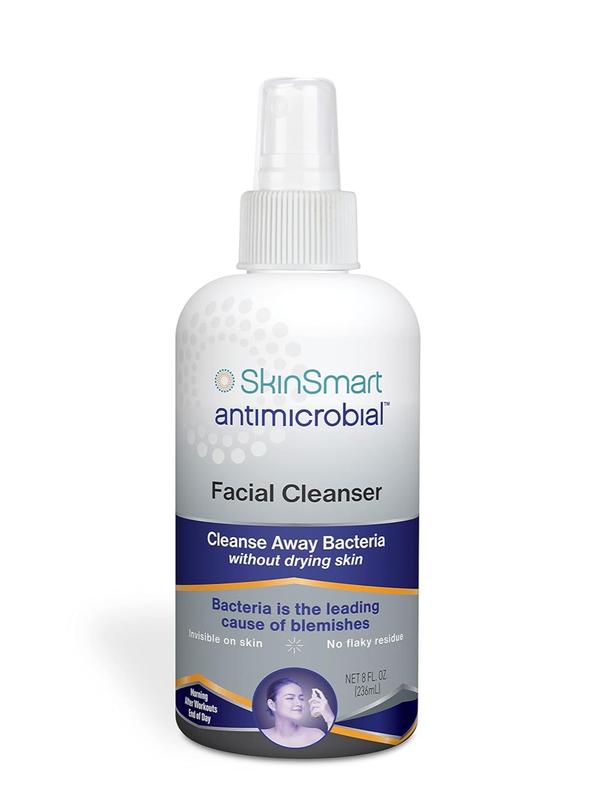 SkinSmart Facial Cleanser for Acne, Targets Bacteria for Active Teenage Athletes Post Workout and Adult Acne, 8 oz Spray Bottle, Safe for Multiple Daily Uses