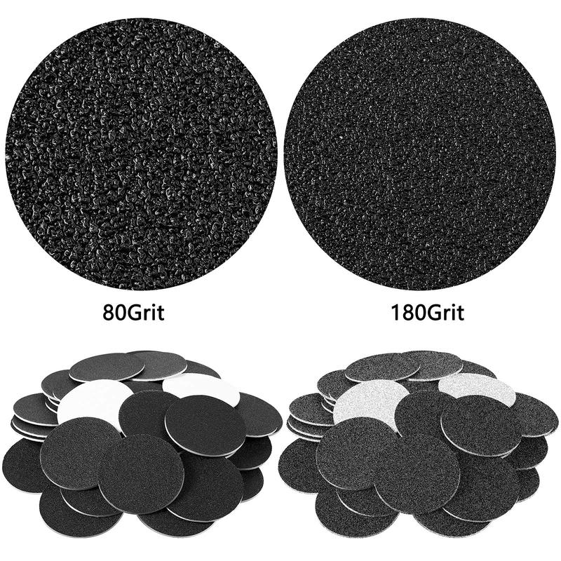 120 Pcs Replaceable Sandpaper Discs Tip 2 Toe Refill Disks Replacement Sandpaper Pad Discs Foot File Disc Callus Disks for Foot File Dead Hard Skin Callus (80 Grit,180 Grit)