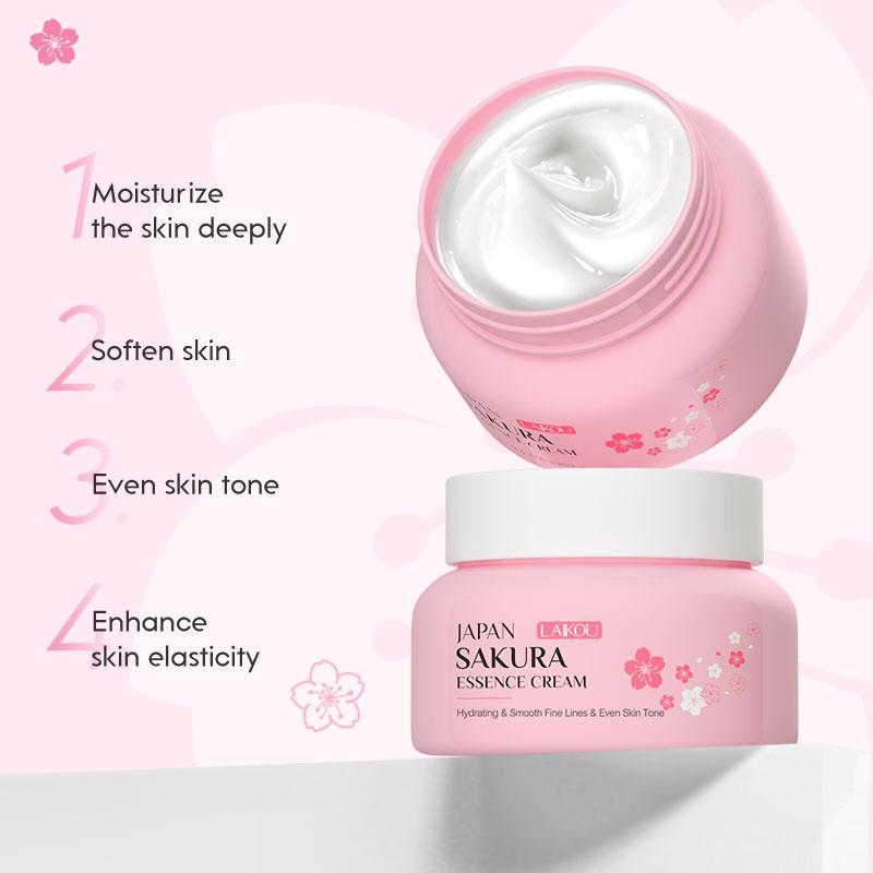 Sakura Extract Moisturizing Face Moisturizer, 2 Counts Cherry Blossom Essence Cream, Deeply Hydrate & Comfort Skin, Nourishing Skincare Day Cream Night Cream