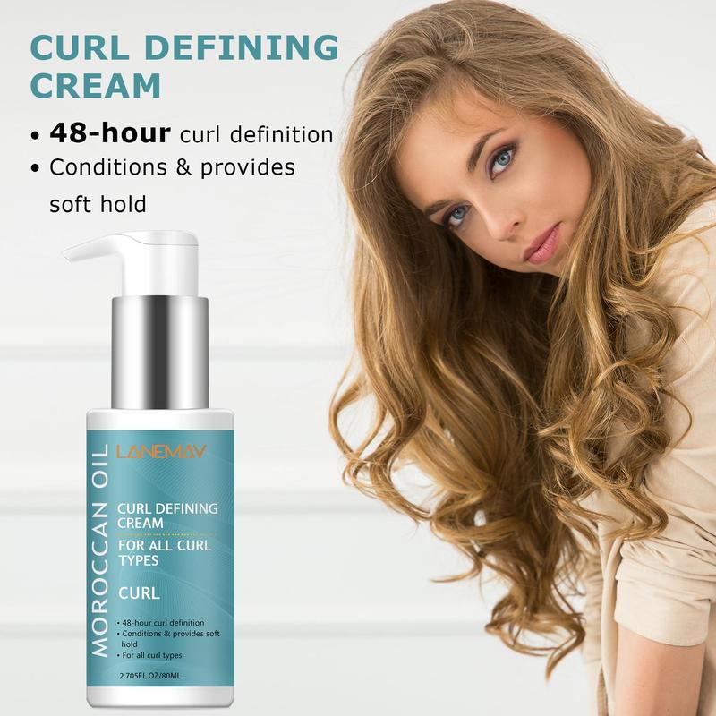 Moroccan Oil Hair Curling Cream, 3 Counts Long Lasting Curl Defining Cream for All Curl Types, Professional Hair Styling Product for Women & Men