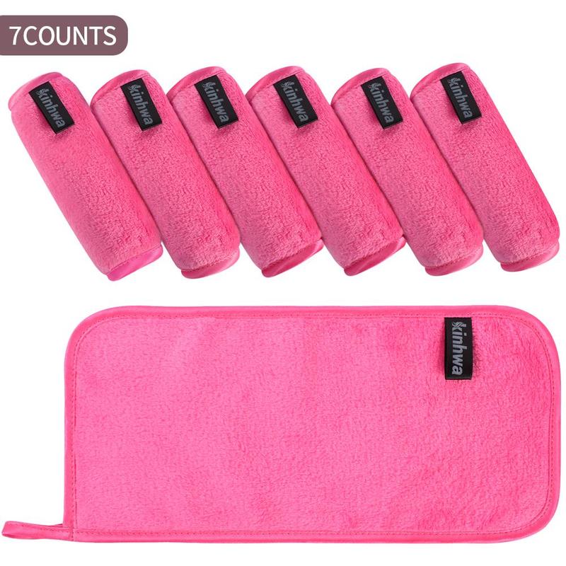 Reusable Makeup Remover Towel, 7 Counts Soft Microfiber Makeup Remover Cloth, Breathable Facial Cleansing Tool for Women & Girls