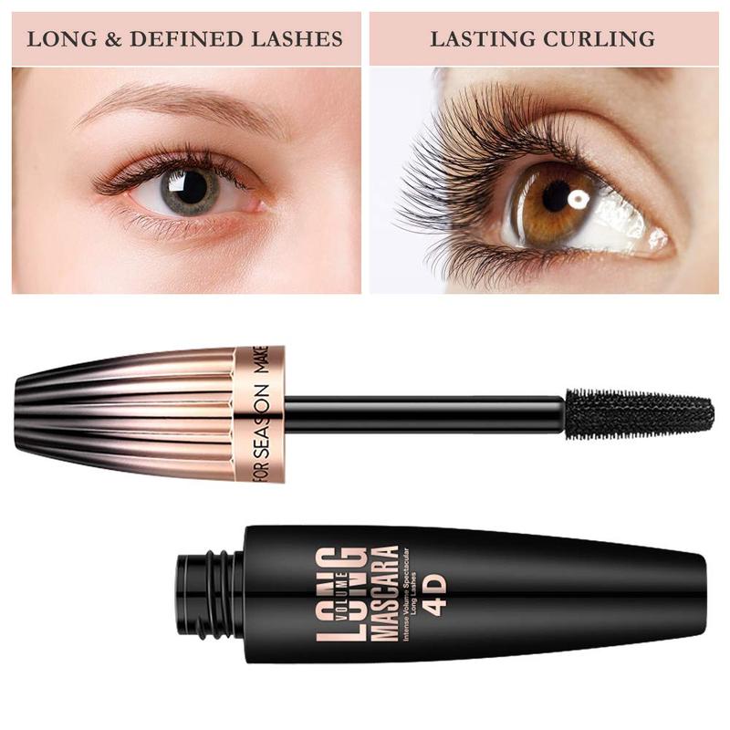 4D Silk Fiber Lash Mascara, Waterproof Long Lasting Mascara Black Volume and Length Natural, Exquisitely Full, Lengthening Thickening Softer Fuller Lashes Amplify Smudge-Proof Eyelash Mascara,1 Pack