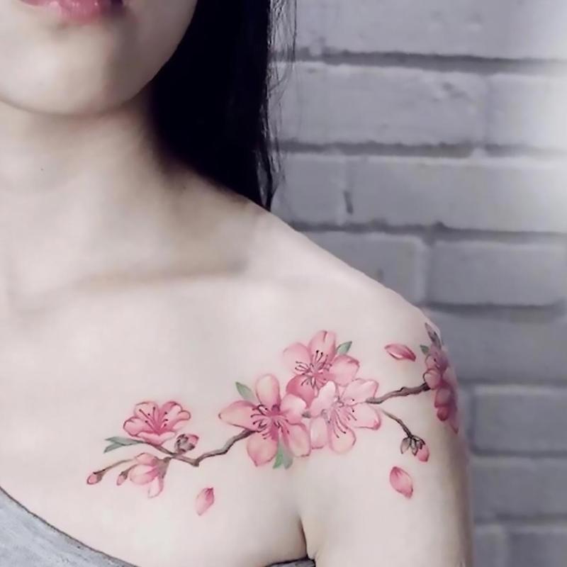 Floral Pattern Temporary Tattoo Sticker, 5pcs Waterproof Long Lasting Fake Tattoo Sticker, Body Art Sticker for Women & Men