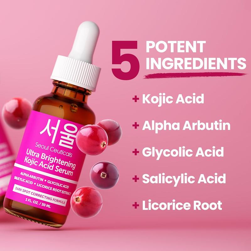 Seoulceuticals Korean Skin Care Kojic Acid Serum Alpha Arbutin Serum – Dark Spot Remover Corrector Glycolic Acid Serum + Salicylic Acid K Beauty 1Oz Digital Beauty Group