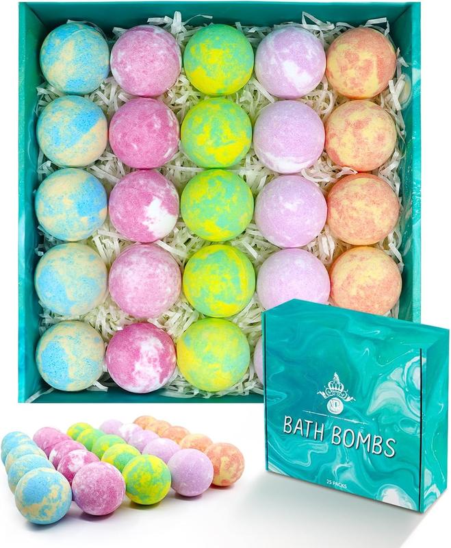 Bath Bombs Gift Set, 25 Pack    Oils Handmade Fizzy Bath Bombs with  Oils, Gifts Idea for , Her Him, Wife Girlfriend, Birthday, Christmas,  Year