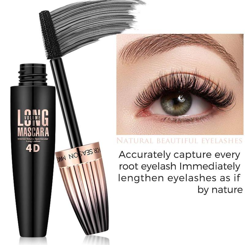 4D Silk Fiber Lash Mascara, Waterproof Long Lasting Mascara Black Volume and Length Natural, Exquisitely Full, Lengthening Thickening Softer Fuller Lashes Amplify Smudge-Proof Eyelash Mascara,1 Pack