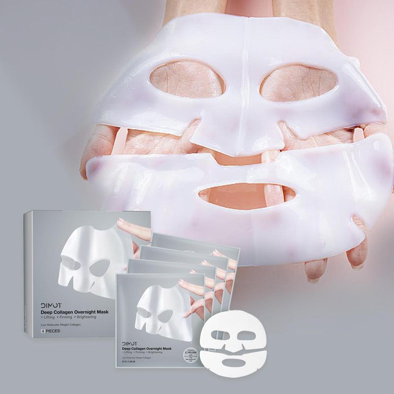 Collagen Overnight Mask, 4 Boxes 8 Boxes(4 Counts box) Facial Hydrogel Masks, Lifting Firming Moisturizing Mask, Facial Skincare Product for Women & Men, Christmas Gift