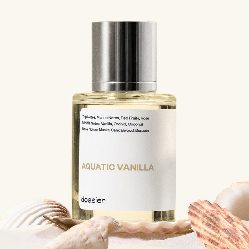 Aquatic Vanilla, Dossier, Unisex, 50ml, Eau de Parfum, Marine Notes, Rose, Red Fruits, Vanilla, Orchid, Coconut, Musk, Sandalwood