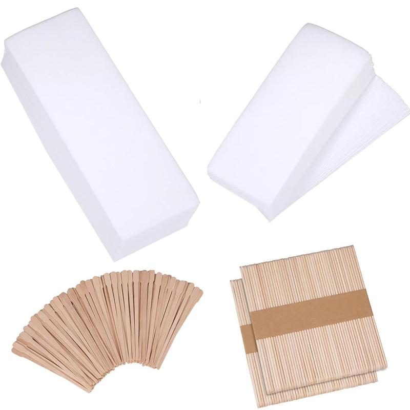 Wax Strips Sticks Kit (400pcs), Non-woven Waxing Strips Hair Removal Strip with Wax Applicator Stick for Body Skin Facial Hair Removal Tools, Hair Removal Products