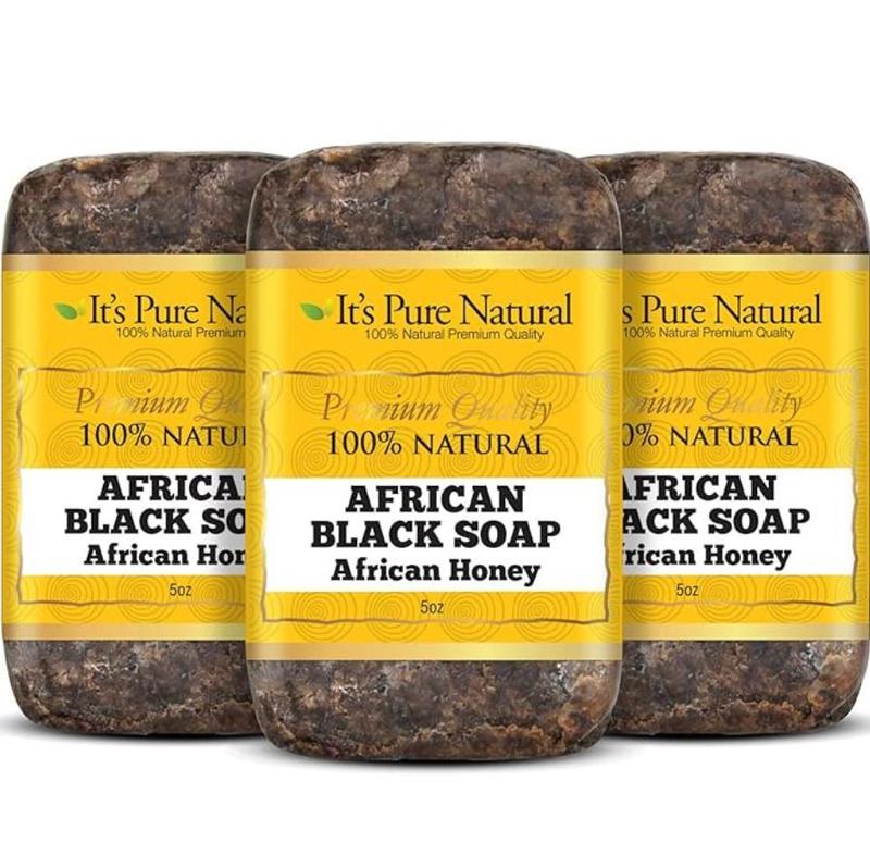 It's Pure Natural African Black Soap Bars with African Honey (Pack of 3) Organic Raw Soap for Face & Body Body Care Body Wash